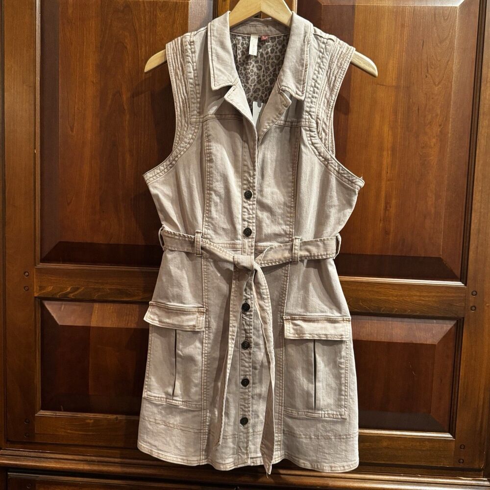 Anthropologie Pilcro Denim Button-Front Mini Dress Neutral Color US Size 6 NWT - Picture 3 of 16